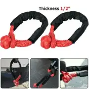 Red 1/2" Tow Recovery Rope Synthetic Soft Shackle Towing Straps 38,000LBs2pcs