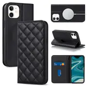 For iPhone 12 Mini Case Leather Wallet Flip Phone Case with Magsafe - Black