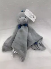 Kelly Baby Gray Dinosaur Security Blanket w Rattle Tags Lovey Baby Toy Plush
