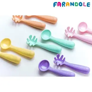 FARANDOLE 法紅荳 嬰幼兒聰明學習餐具組-小麵撈+小湯匙(藍綠色)