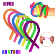 6 PCS Monkey Noodle Rainbow set Pop it Stretchy Fidget Toy Sensory Stress Relief