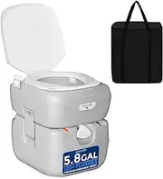 SereneLifeHome SereneLife Portable Toilet Camping Porta Potty, 5.8 Gallon Waste Tank, Indoor Outdoor Toilet with CHH Piston, Leak-Proof Cassette Toilet for RV, White, 5.8 Gallon Upgraded (SLCATL360)