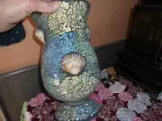 glass vase; encrusted with glass pcs. and seashells-new from homegoods.