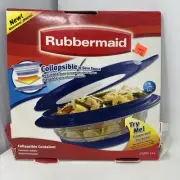 Rubbermaid COLLAPSIBLE 6 Cups Food Storage Container Blue Bowl Lid Vintage RARE