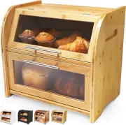 Arise Stylish Bamboo Bread Box for Kitchen Countertop, Extra Natural