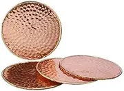 GoCraft Hammered Copper Coasters | Handmade Coasters with Padded Cork Protection for Drinks, Beverages & Wine/Bar Glasses (Set of 4)