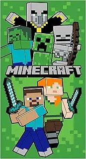 Jerry Fabrics Minecraft Children's Towel, Bath Towel, Beach Towel, Shower Towel for Girls and Boys, 100% Cotton, 70 x 140 cm