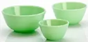 Mixing Nesting Bowls Set 3 Stackable - Jade Jadeite Green Glass - Mosser USA