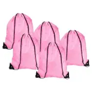 10Pcs 42x34cm Nylon Drawstring Backpack Cinch Storage Sack Sports Bags Pink