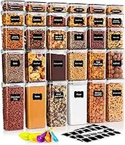Feshory 30 Pack Airtight Food Storage Container Set -Pantry Storage Containers Organiser & Cereal Storage Containers for Kitchen Storage & Organisation with 100% Leak Proof Lids