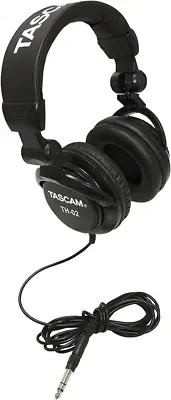 Tascam TH-02 Closed Back Studio Headphones, Black Colour:Black