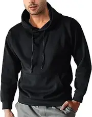 [Sun Ora] Men's Midweight Hoodies Pullover Casual Plain Hooded Sweatshirt with Pocket -Relaxed Fit Everyday Basic Hoodie for Men