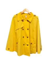 downeast basics partly cloudy poncho lemon zest womens large jacket