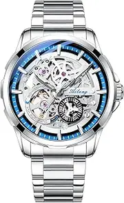 [DAXIAOYU] Skeleton Mechanical Watch Stainless Steel Waterproof Mens Watches Automatic Wristwatches