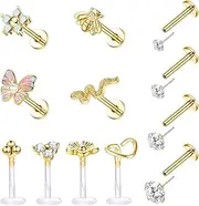 [Sanfenly] 16G Surgical Steel Forward Labret Helix Earrings for Women Threadless Push in Lip Rings Tragus Medusa Conch Monroe Piercings Jewelry