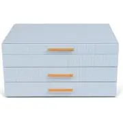 Jewelry Organizer Box, Jewelry Storage Organizer with 2 Drawers, 3 Smoky Blue