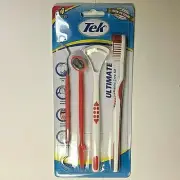 4 PC Oral Care Kit Travel Set Tounge Cleaner Dental Mirror Tooth Pick Toothbrush