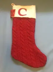 ST. NICHOLAS SQUARE 21" KNIT CHRISTMAS STOCKING MONOGRAM LETTER "C" (NWT)