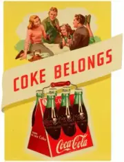 COKE BELONGS PICNIC COCA COLA SIX PACK 18" HEAVY DUTY USA MADE METAL ADV SIGN
