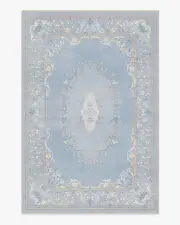 200' x 290' | Machine Washable Runner Rug | Kid & Pet Friendly | Indoor Rug | Lady Whistledown Soft Blue Flatwoven Rug by Bridgerton | Ruggable