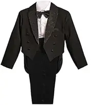 [Lito Angels] 5-Piece Suit Set for Baby Children Boys Gentleman Tuxedo Wedding Festive Children's Suit Black/White