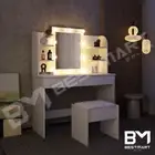 Dressing Table Mirror Stool Jewellery Cabinet Makeup Drawer White w/LED Bulbs