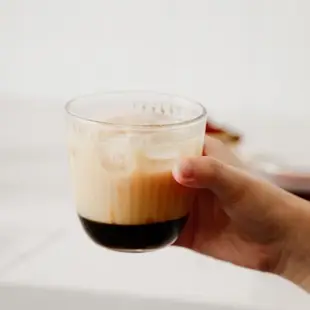 豎條紋玻璃咖啡杯 拉花杯果汁水杯卡布奇諾杯牛奶冰拿鐵杯韓式ins