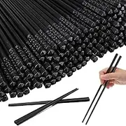 200 Pairs Fiberglass Reusable Chopsticks 9.5" Dishwasher Safe Black Cherry Chopsticks for Chinese Style Japanese Food Cooking Supplies