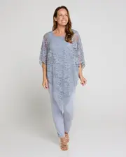Eliza Lace Overlay Top - Silver