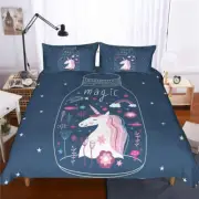 Magic Pink Unicorn 3D Printing Duvet Quilt Doona Covers Pillow Case Bedding Sets