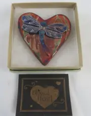 Raku BLESSED HEART JEREMY DILLER Dragonfly Handmade Pottery Trinket 3"