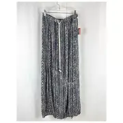 Mossimo Womens Patterned Maxi Skirt Black Size Medium M Front Slit Elastic Waist