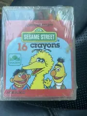 Golden Sesame Street NonToxic Crayons 16 Count Big Bird, Bert Ernie Vintage NOS