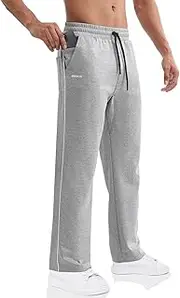 [BROKIG] Men's Joggers Track Pants,Open Bottom Loose Casual Workout Gym Sweatpants Sports Running Pants with Zip Pocket