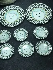 MACKENZIE CHILDs Polar Bear Platter SERVING Cookie Appetizer Tray & 6 Plates