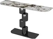 LYXWGRZD Console Table, Sofa Table with Metal Base, Narrow Entryway Table, Rock Plate Countertop, Behind Couch Table for Living Room, Hallyway, Entrance(Black,100cm/39.3in)