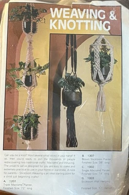 Artcraft Concepts Triple Macrame Planter Weaving & Knotting Vintage Craft Kit