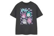 Squishmallows Girls Checkerboard Short-Sleeved T-Shirt (Grey) - UTNS8838