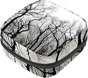 Period Bag,Sanitary Napkin Storage Bag,Black and White Vintage Tree,Tampon Bag for Purse