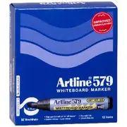 Artline 579 Whiteboard Markers Chisel Black 12 Pack