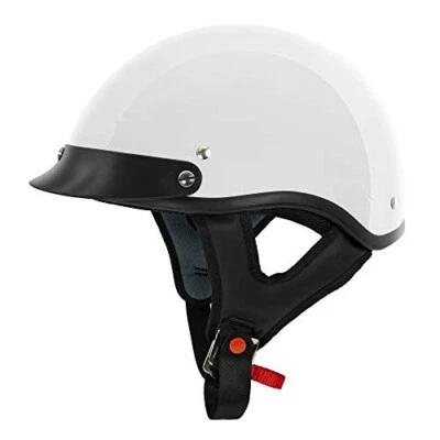 (Medium) Cruiser Gloss White Motorcycle Half Helmet