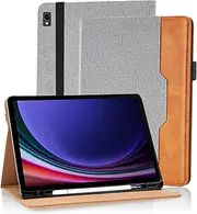 Case for Samsung Galaxy Tab S9 FE 5G 10.9-Inch 2023 with Pencil Holder Hand Strap, Premium PU Leather Adjustable Stand Tablet Cover Auto Sleep/Wake Galaxy Tab S9 Case Sam S9 Tab Cover - Grey