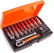 Bahco 37 Pce 1/4" Drv Metric Standard Deep Socket & Bit Set SL25L