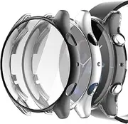 Case Compatible with Amazfit GTR 3 & GTR 3 Pro Screen Protector - Soft TPU Scratch Resistant Full Cover for Smartwatch (Not GTR 2) - Accessories (Black/Silver/Clear)