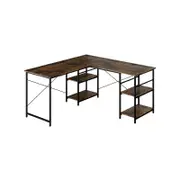 Costway L-shaped Computer Desk 2-Person Convertible Corner Desk - Brown
