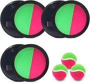 Toss and Catch Ball Set with 6 Paddles 3 Balls, Ball Catch Set Games Toss Paddle, Sticky Ball Catch Game,3 Set Beach Paddle Game Set for Outdoor Beach, Yard