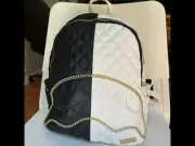 *NWT*Sprayground Spilt Quilt Shark Savage white & black medium Backpack