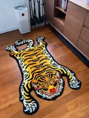 90cmx150cm Tufting Tiger Carpet Special-shaped Floor Mat Bedside Blanket Foot Pa