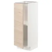 METOD base cabinet with shelves, white/Askersund light ash effect, 30x37x80 cm