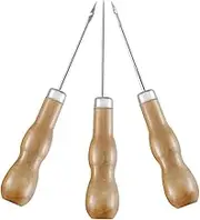 AUTSUPPL 3Pcs Wooden Handle Awls Hand Made Perforating Tools for Repair and Sewing for Tents Backpacks and Crafting Projects Lightweight and Durable Design